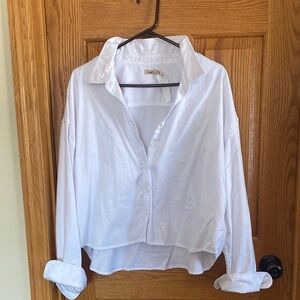 Faherty Relaxed White Cropped Button-Down Shirt